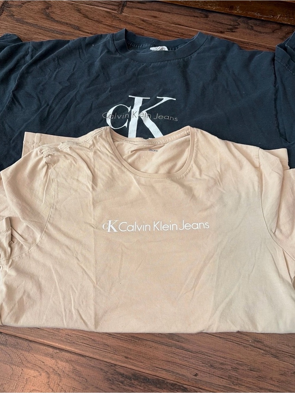 Calvin Klein Jeans Short Sleeve Logo Tees - Black & Beige